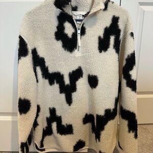 H&M Black and Cream Zip-Up Sweater